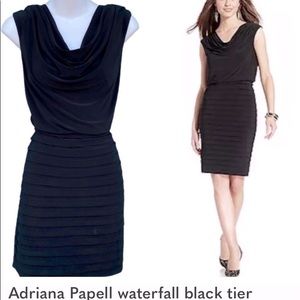 Adrianna Papell black waterfall tier dress. Size 6. Very good condition.